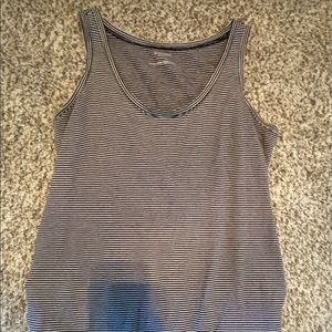 Black and white striped maternity tank top.